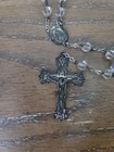 1950   -60   s Sterling Silver Rosary Crucifix Cross With Clear Beads And Case