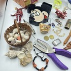 Junk Drawer Lot- Vintage Flags Jewelry Collectibles And More- As Is