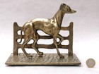Antique Brass Greyhound Whippet Lurcher Dog Figurine At Fence 15 8x19cm