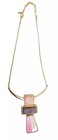 Women s Fashion Jewelry Necklace Earring Set Gold Abstract New Pink Gray Pendant