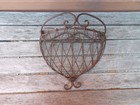 Vintage Wrought Iron Wall Hanging Pocket Flower Basket Rustic Farmhouse Decor