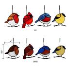 Bird Quartet Window Panel Set Stained Glass Wall Decor Decorative Hanging Chain