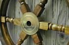 18  Nautical Wooden Ship Steering Wheel Pirate Wood Brass Fishing Wall D  cor 
