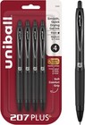 Uniball Signo 207  Gel Pen 4 Pack 0 7mm Medium Black Pens Gel Ink Pens Office