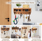 Key Holder Wall Mount With Mail Organizer  6 Hooks   Shelf  Brown