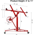 11ft 150lb Heavy Duty Drywall Lift Sheetrock Hoist Holder Rolling Wheels