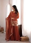 Indian Women Embroidery Kurta Palazzo Dupatta Set Traditional Party Wear Xs-xxl
