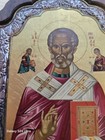 Saint Nicolaos Icon   Arched Engraved Silver On Wood   Mt  Athos   Wall Decor