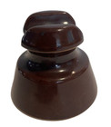 Vintage Brown Telephone Pole Insulator - 3  Ceramic Saddle-top