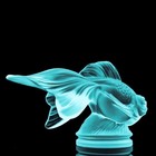 Art Deco Rare Cyan-blue Vaseline Uranium Glass    Gold Fish    1930  H hoffmann
