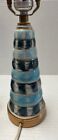 Pair Of Vintage  Mid Century Modern Porcelain Lamps  turquoise