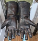 Men s Leather Medieval Long Cuff Gloves Waxed Brown