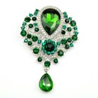 Large Green And Silver Tone Brooch Pin Pendant Brooches Women Jewelry Gift