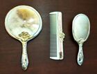 Antique Victorian Silver Plated  3 Piece Heavyweight Vanity Dresser Set