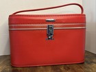 Sears Featherlite Red Train Vanity Case Vintage Luggage - No Keys
