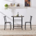 3 Piece Dining Set Round Table And Chairs Metal Frame Shelf Storage Brown
