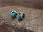 Zuni Indian Sterling Silver   Turquoise Stud Post Earrings By Laate
