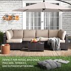 7pcs Outdoor Patio Furniture Set Wicker Sectional Sofa Conversation Sofa W table