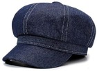 Women s Denim Beret Hat Blue Jeans Octagonal Cap French Style Cap Dark Blue
