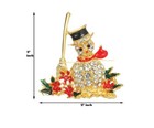 Snowman Christmas Winter Crystal Rhinestone Brooch Pin And Gold Bag - Video