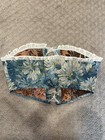 Shein Mod Blue Floral Tapestry Corset Top Xl Strapless Lace-up Boned Wireless