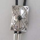 Sterling Silver   Turquoise Rectangular Domed Southwestern Bolo Tie