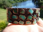 1970s Corinthian Copper   3 Row Turquoise Wide Cuff Gorgeous