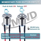 5-pcs 12 Mm Momentary Push Button Switch Waterproof Push Button Switch Round