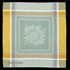 French Provencal Set Of 6 Cotton Jacquard Napkins Sunflowers Green- Made France