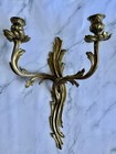 Pair Of Solid Brass Rococo 2 Arm Candle Holder Wall Sconce Candelabra made Italy