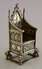 English Antique Sterling Silver Miniature Coronation Chair 1901 Royalty
