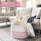  Extra Large Cotton Rope Woven Basket  Xxl Throw Blanket Storage Basket Pink