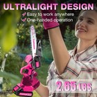 Pink Mini Chainsaw Cordless 6 Inch - Electric Hand Held Chain Saw Battery Pow   