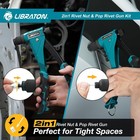 2in1 Rivet Nut And Pop Rivet Gun Kit  Metric   Sae  8 Mandrels   4 Nose Pieces