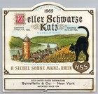 1969 Zeller Schwarze Katz German Wine Bottle Label Black Cat