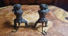 Pair Antique French Bronze  patinaed  Monkey Statue Candleholders 
