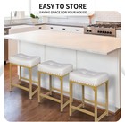 White   Gold Counter Height Bar Stools Set Of 3  24  Bar Stools For Kitchen