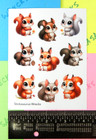 Fluffy Squirrels Sticker Sheet Orange Red Gray Brown Tan