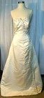 Alfred Angelo Size 10 Ivory White Wedding Gown Cinch Waist Tie Back Beaded Train