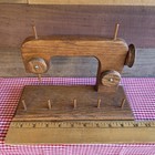 Handmade Wooden Sewing Machine Shaped Spool Storage Box 11x8x4in Brown