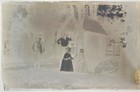Antique Glass Plate Negative  Family Group Of Children W woman In Yard - 8 x5 