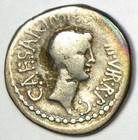 Roman Marc Antony And Octavian Ar Denarius Coin 41 Bc - Fine   Vf - Rainbow Tone