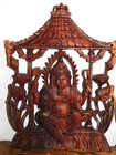 Set Of 2 Carved Wood Wooden Wall Hangings Art Buddha Ganesh Hindu Gods Indonesia