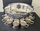 Wallace Silverplate Harvest  Punch Bowl  Ladle   12 Cups  Set Of 14 Pieces