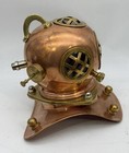 7  Desk Model Scuba Dive Diver Helmet  Copper Brass   Glass Ports Nautical D  cor
