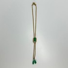 Vintage Bolero Or Slider Style Necklace Set In Gold Tone With Green Stones