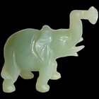Vintage Small Light Green Jade Carved Elephant Sculpture 2 5  Tall Trunk Up