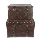 Large Wooden Treasure Chest - Vintage Decorative Storage Trunk With Hinged Li   