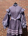 Vintage Prairie Dress Handmade 1800   s Costume Purple Calico Pink Ribbon Size S