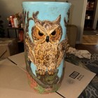 Ceramic Umbrella Stand Mid Century Majolica Owl In Tree 3d Stunning